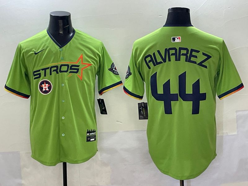 Men Houston Astros #44 Alvarez Green three generations Joint Name 2025 Nike MLB Jersey style 13->houston astros->MLB Jersey